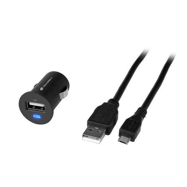 Adaptér do auta GoGEN CH 12 C, 1x USB + microUSB kábel 1,2 m čierna


