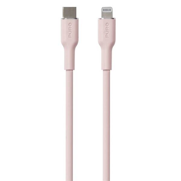 Kábel Puro Soft Lightning/USB-C 12 W, 1,5 m ružový


