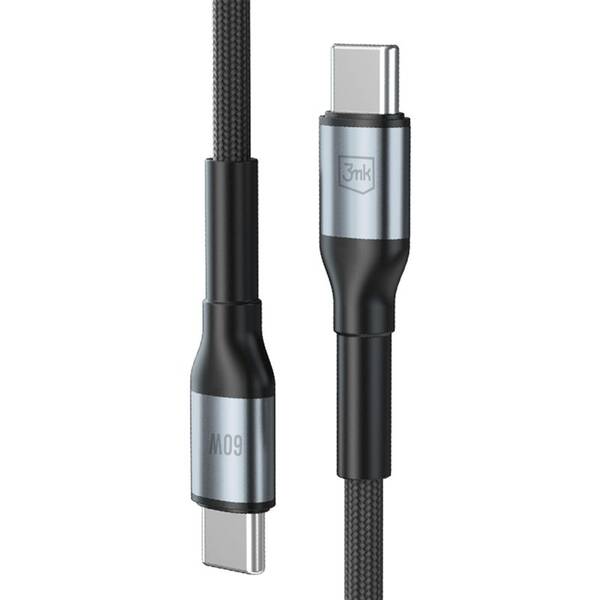 Kábel 3mk N-SERIES USB-C/USB-C 50cm PD 3.0 QC 3.0 20V/3A 60W čierny

