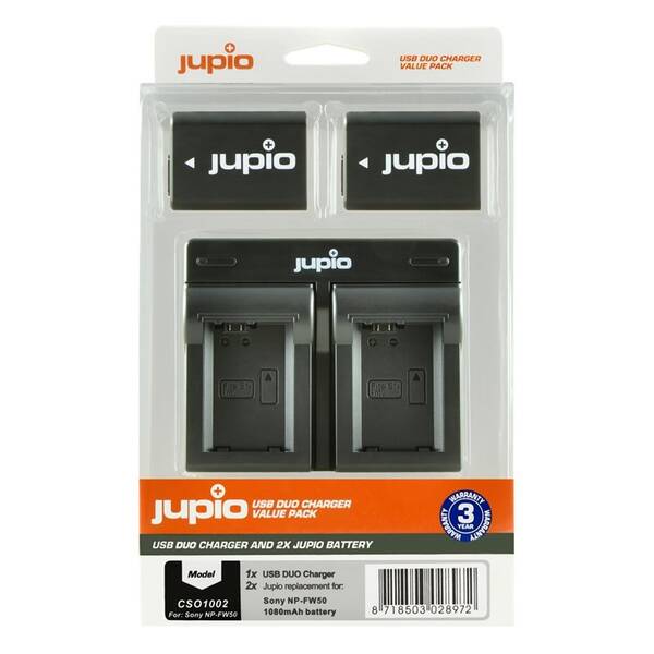 Batéria Jupio 2x NP-FW50 1030 mAh + duálna nabíjačka (Sony) čierna


