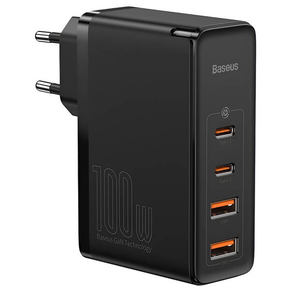 Nabíjačka do siete Baseus GaN2 Pro, 2x USB-C, 2x USB-A, 100W čierna

