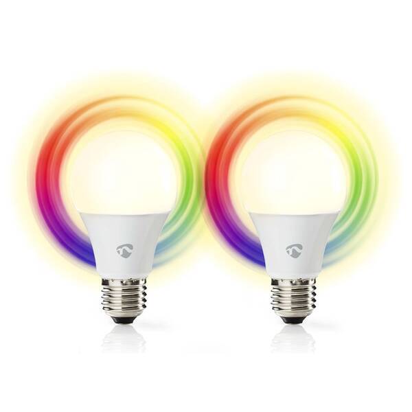 Inteligentná žiarovka Nedis SmartLife klasik, Wi-Fi, E27, 806 lm, 9 W, RGB / Teplá - studená biela, 2ks 

