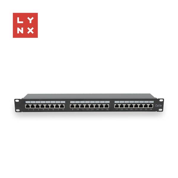 Držiak Lynx 19" patch panel 24port, FTP Cat5e, 50µ, stíněný čierny

