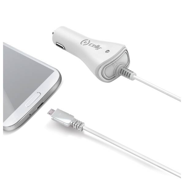 Autonabíjačka Celly microUSB, 1A biely

