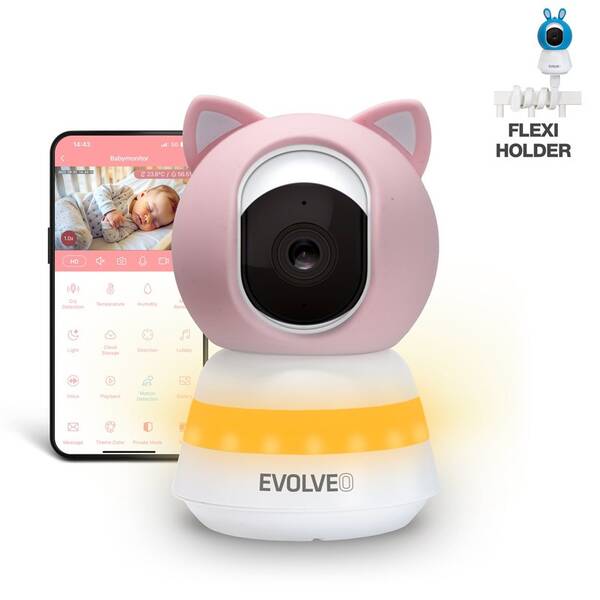 Detská elektronická pestúnka Evolveo Baby Monitor LUX (CAM-LUX-P) ružová


