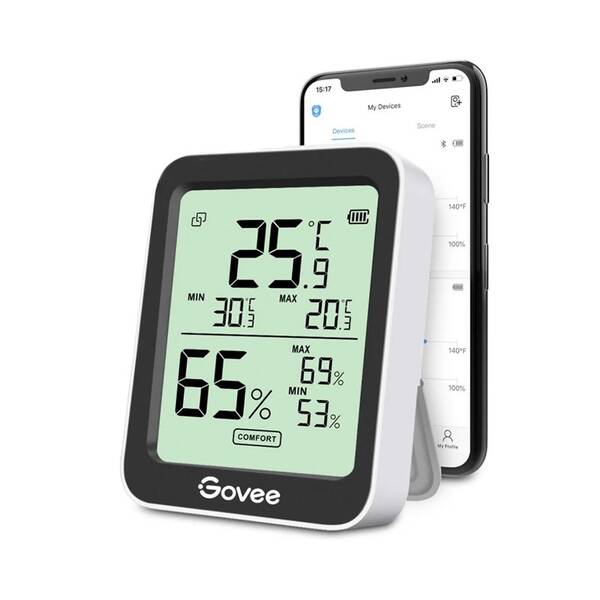 Senzor Govee Teploměr a vlhkoměr s displejem, Bluetooth biely

