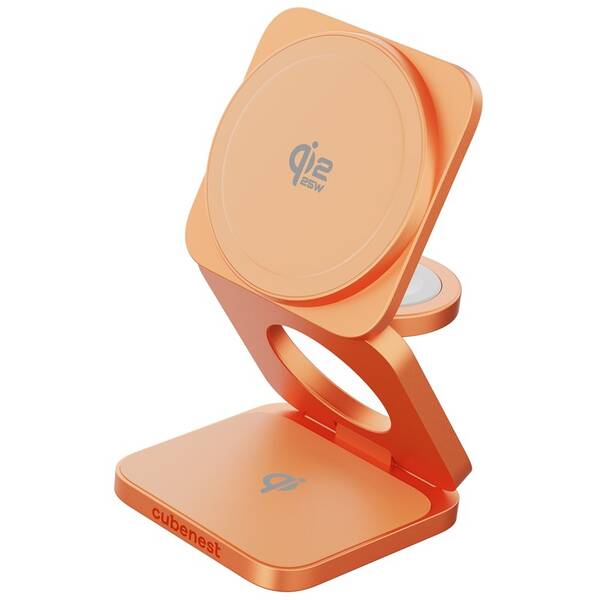 Bezdrôtová nabíjačka Cubenest SQ312 Ultra Qi2.2 3v1 s MagSafe oranžová

