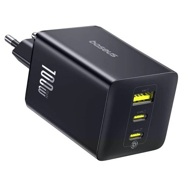 Nabíjačka do siete Baseus EnerFill FE11 100W 2x USB-C, 1x USB čierna

