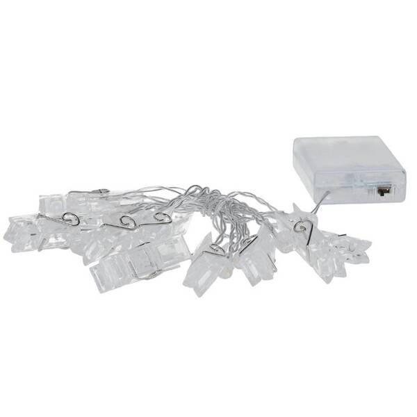 LED reťaz Tesla Lightning Kolíčky, 10LED, 3x AA batérie, časovač, 1m 

