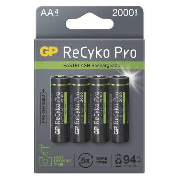 Batéria nabíjacia GP ReCyko Pro Photo Flash, HR06, AA, 2000mAh, krabička 4ks 


