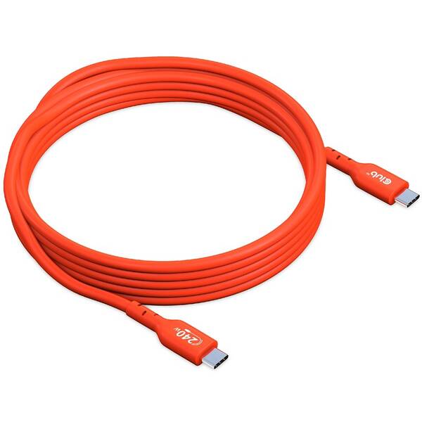 Kábel Club3D USB-C/USB-C PD 240W, 3m oranžový


