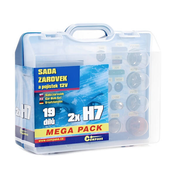 Autožiarovka Compass 12 V servisní box MEGA H7+H7+pojistky 

