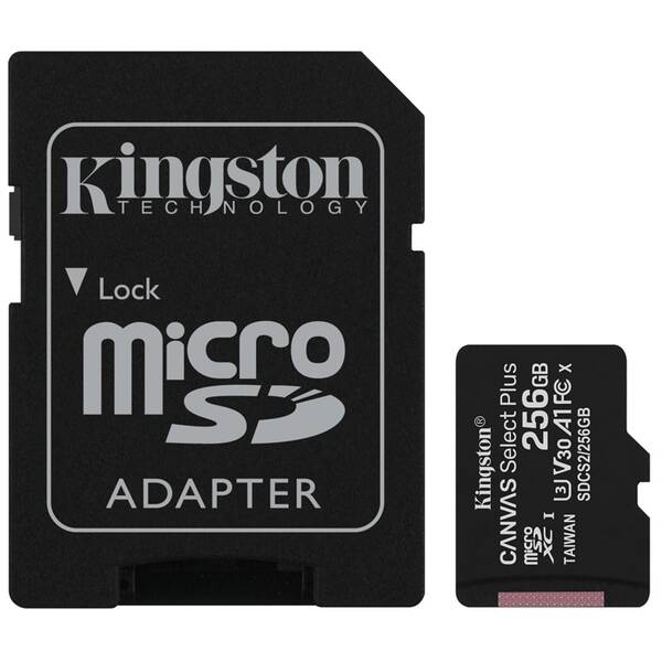 Pamäťová karta Kingston MicroSDXC 256GB UHS-I U1 (100R/85W) + adapter 

