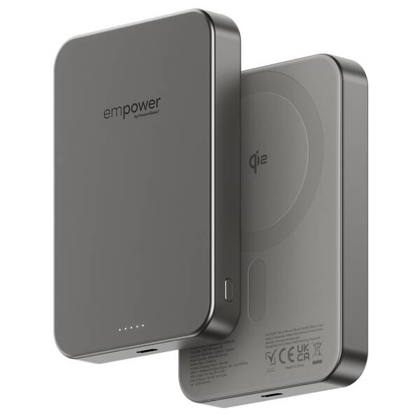 Powerbank PanzerGlass empower Qi2 10000 mAh, MagSafe sivý

