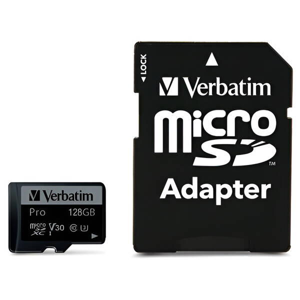 Pamäťová karta Verbatim microSDXC 128GB UHS-I V30 U3 (90R/45W) + adaptér 


