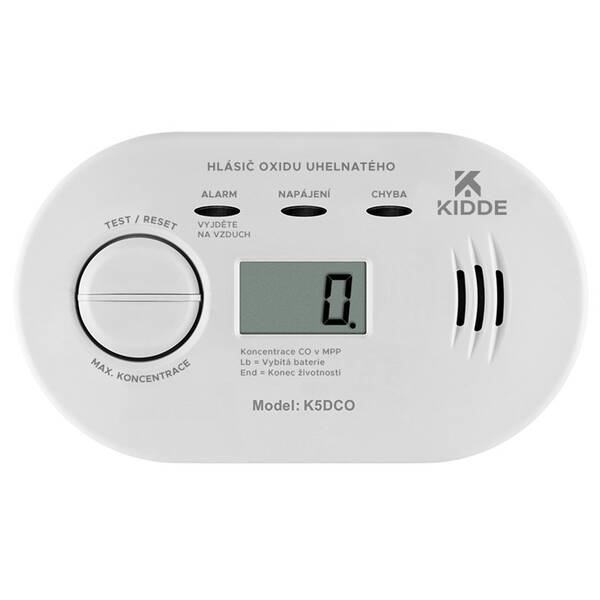 Senzor Kidde K5DCO, detektor úniku plynu CO (meracie zariadenie) biely

