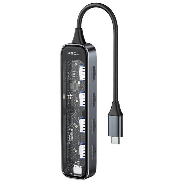 USB Hub Recci RH-19 5v1 USB-C hub čierny

