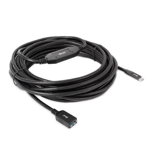 Kábel Club3D USB-C/USB-A, 10m čierny

