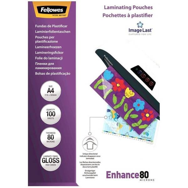 Laminovacie fólie Fellowes A4, 80 mic ImageLast, 216x303 mm, lesklé, 100 pack 

