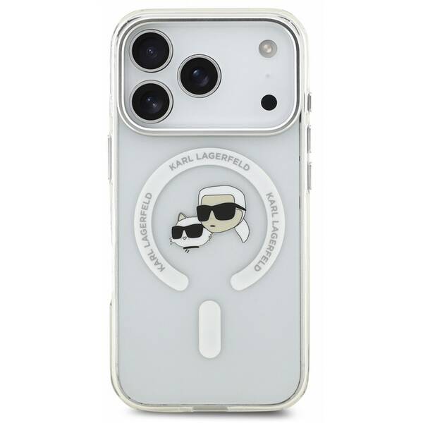 Kryt na mobil Karl Lagerfeld IML K&CH Heads Metal Frame MagSafe na Apple iPhone 18 Pro Max biely


