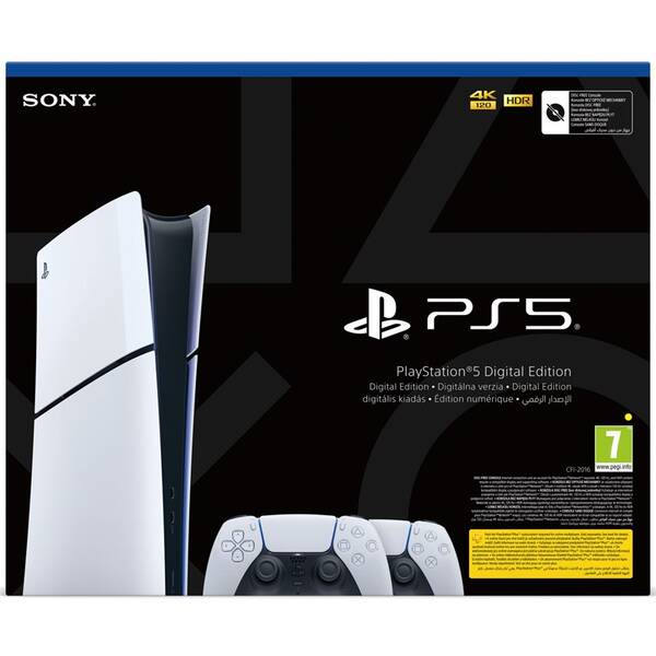 Herná konzola Sony PlayStation 5 Digital + 2x bezdrátový ovladač DualSense biela

