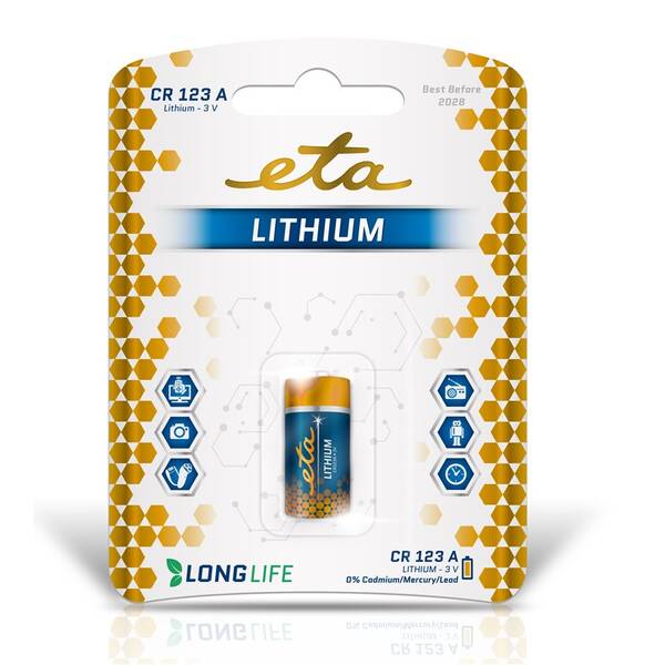 Batéria lítiová ETA CR123, blister 1ks 

