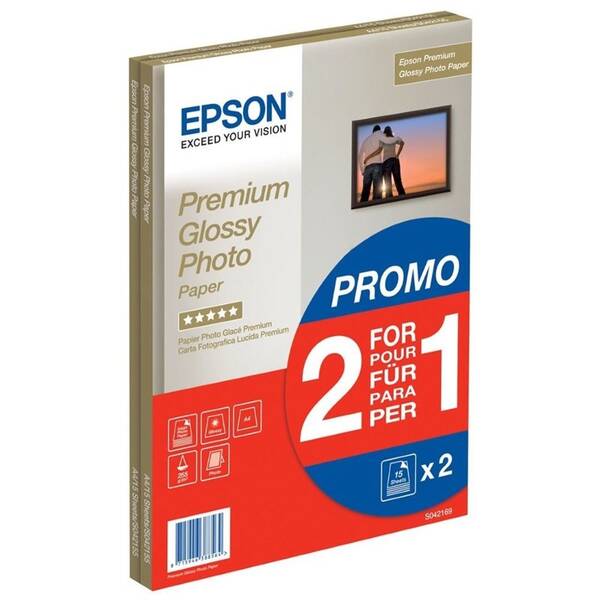 Papiere do tlačiarne Epson Premium Glossy Photo A4, 255g, 30 listov biely

