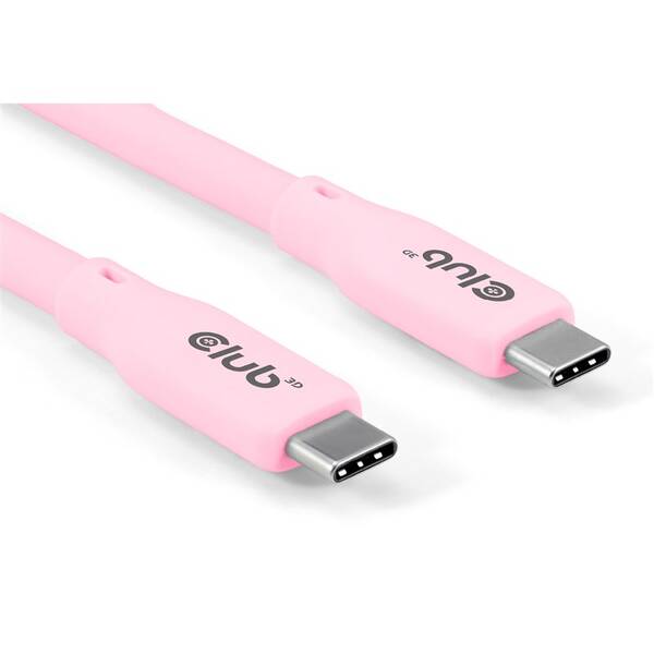 Kábel Club3D USB-C 4.0, 20Gbps, 4K60Hz, PD 240W, 2m ružový

