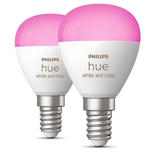 Inteligentná žiarovka Philips Bluetooth, 5,1W, E14, White and Color Ambiance, 2ks 


