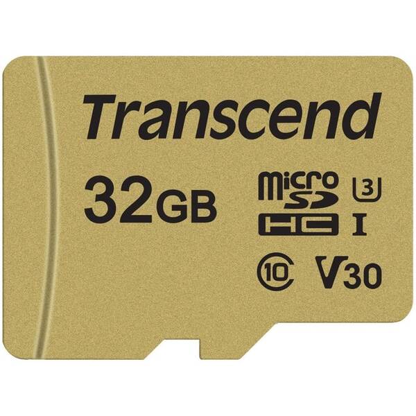 Pamäťová karta Transcend 500S microSDHC 32GB UHS-I U3 (Class 10) (95R/60W) + adapter 

