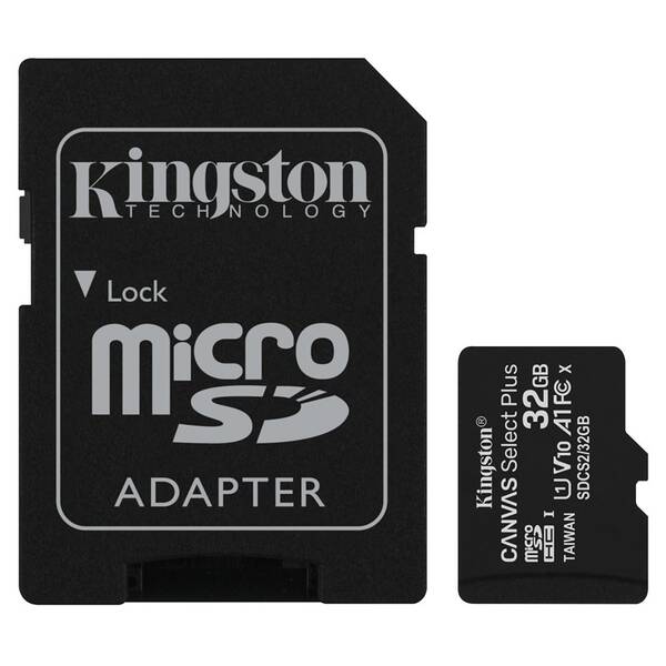 Pamäťová karta Kingston MicroSDHC 32GB UHS-I U1 (100R/10W) + adapter 


