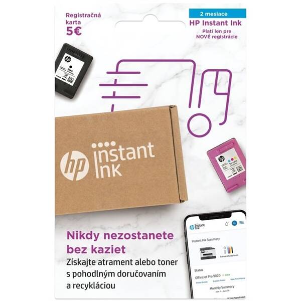 Registračná karta HP cards - Předplatné ke službě HP Instant Ink SK 


