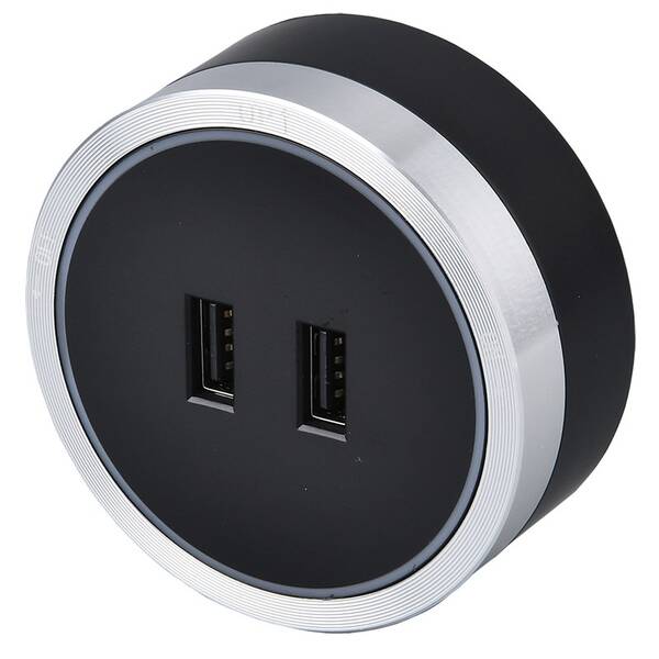 Zásuvkový modul Viking 2× USB čierny/strieborný

