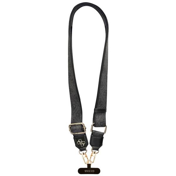 Popruh na krk Guess Crossbody PU 4G Metal Logo čierny

