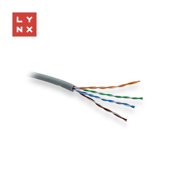 Kábel Lynx UTP Cat5e, LSOH, celoměděný, vnitřní, box 305m sivý

