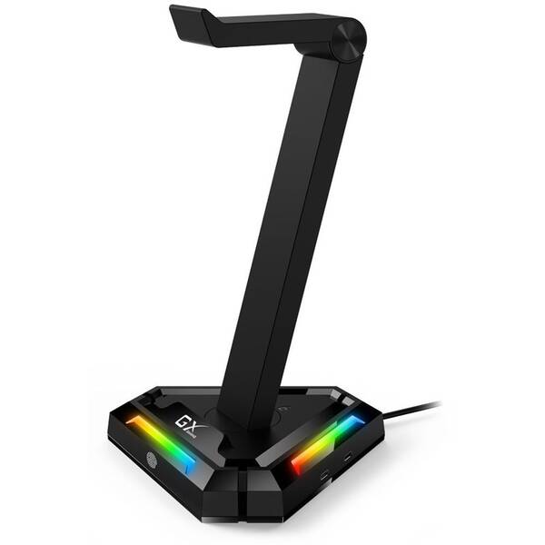 Stojanček Genius GX-UH100 na headset, RGB, USB hub čierny

