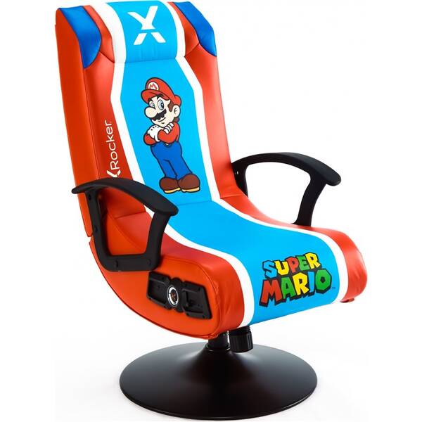 Herná stolička Nintendo Mario - audio (so stojanom) červená/modrá


