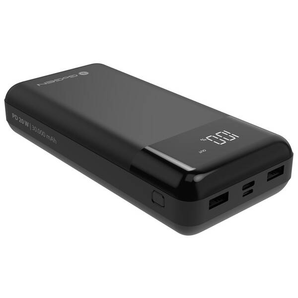 Powerbank GoGEN 30000mAh, USB-C PD 20W, LCD čierna

