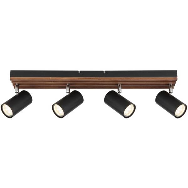 LED stropné svietidlo GLOBO Kayden, 4x GU10 čierne/drevené


