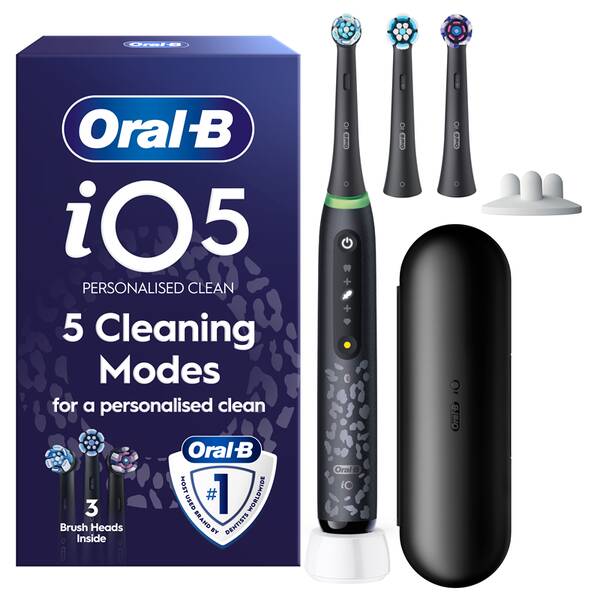 Zubná kefka Oral-B iO5 Leo print, 3 náhradní hlavice čierny

