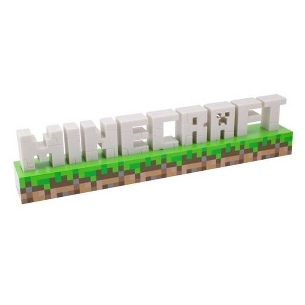 Dekoratívne LED Paladone Minecraft logo biela/zelená

