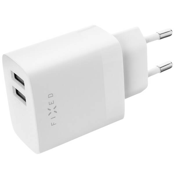 Nabíjačka do siete FIXED 2xUSB 17W Smart Rapid Charge + Lightning MFi kábel 1m biela

