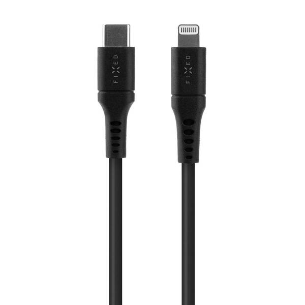 Kábel FIXED Liquid silicone USB-C/Lightning s podporou PD, MFi, 1,2m čierny

