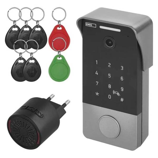 Videozvonček EMOS GOSMART IP-21PoE (keypad) sivý

