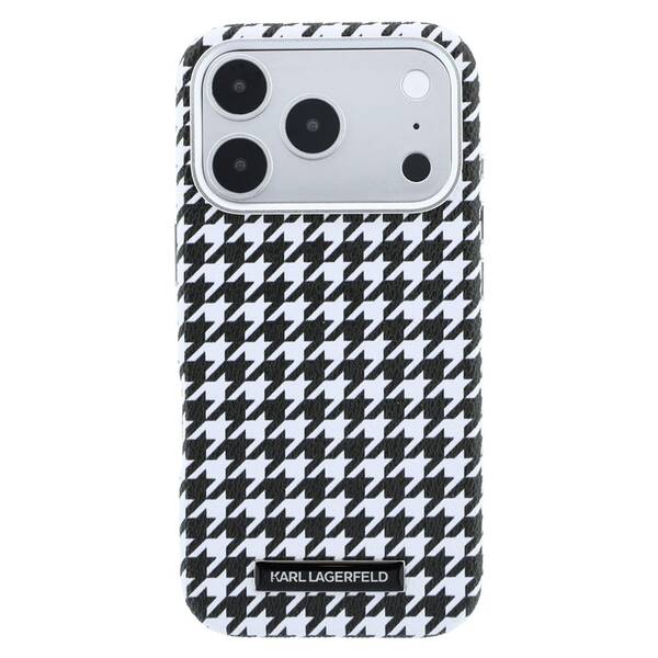 Kryt na mobil Karl Lagerfeld PU Houndstooth Resin Plate MagSafe na Apple iPhone 17 Pro čierny

