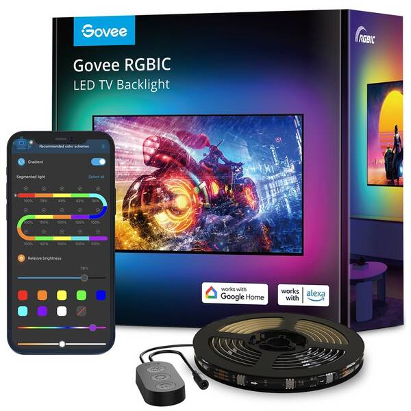 LED pásik Govee TV 55-65", SMART LED, RGBIC, 3,8m čierny

