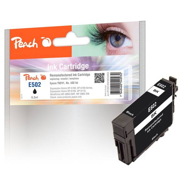 Cartridge Peach Epson 502BK, T02V1, 6,2 ml čierna

