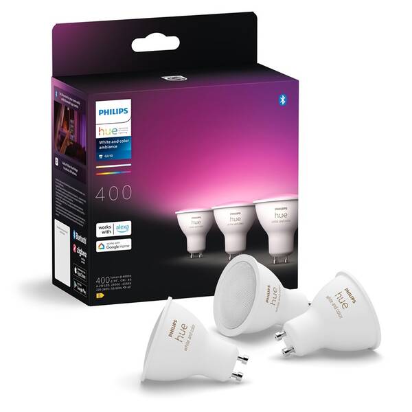 Inteligentná žiarovka Philips 4.2W, GU10, White and Color Ambiance, 3 ks 

