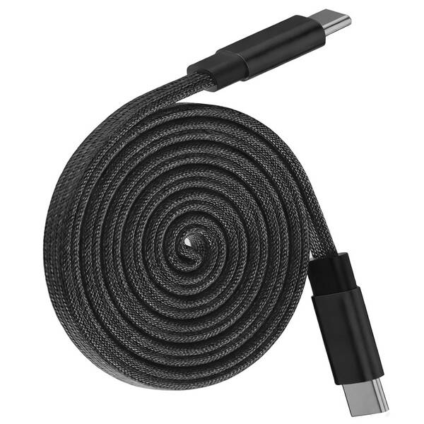 Kábel WG Magnetický samonavíjací USB-C / USB-C, 1 m, nylonový opletený čierny

