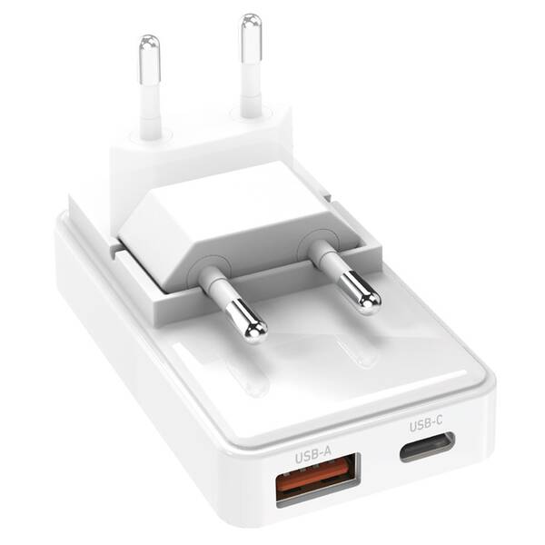Nabíjačka do siete SBS Flexi 1x USB, 1x USB-C, PD 20W biela


